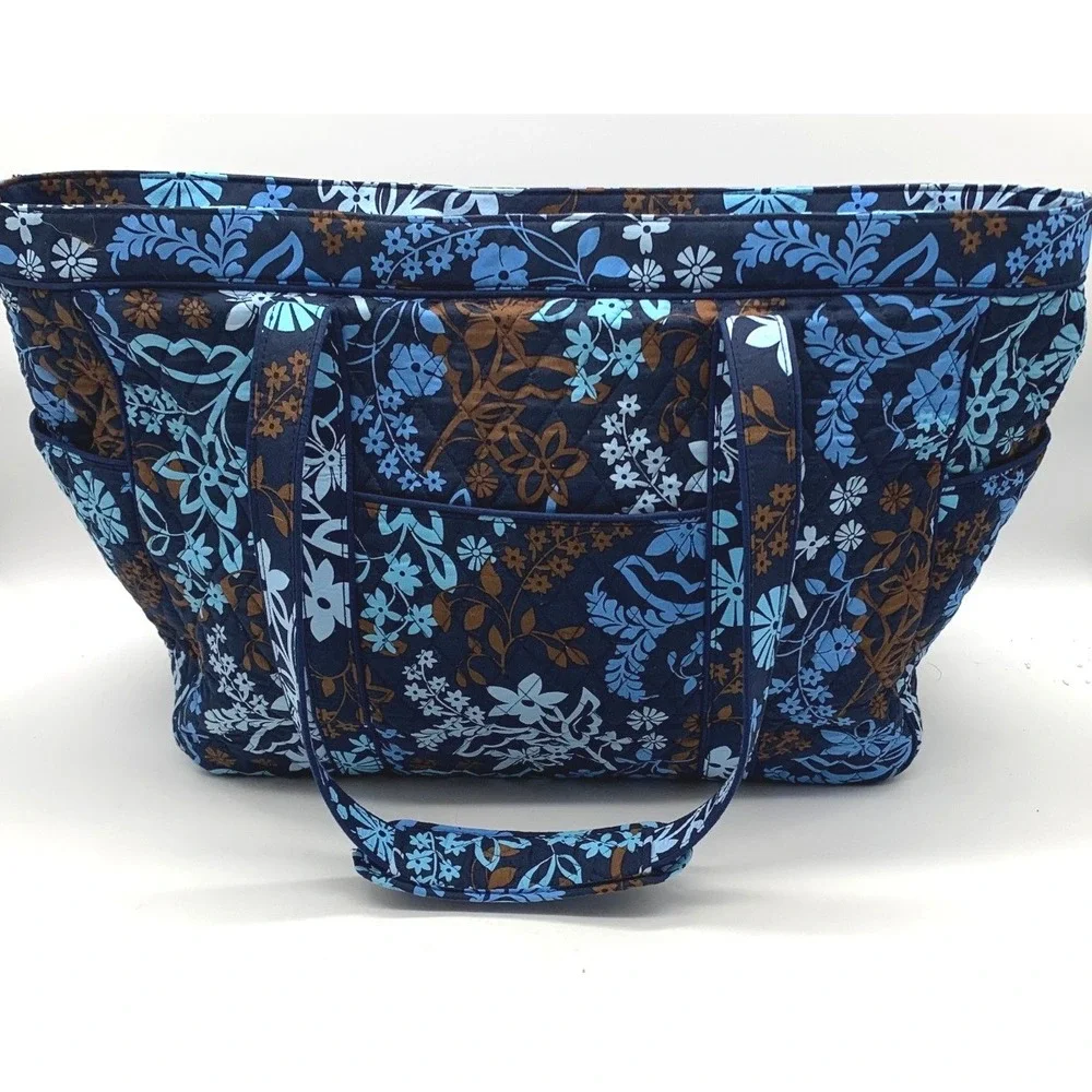 Vera Bradley Get Carried Away Tote Beach Bag Midnight Blues Quilted Retired XL
